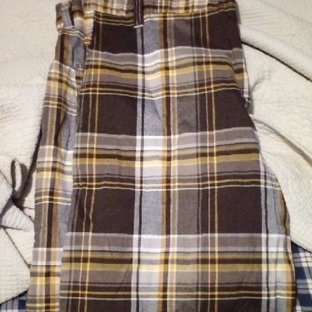 Bugle Boy Men's Cargo Shorts - Brown and Yellow Plaid